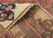 This grand scale antique Bidjar carpet features the evocative Bid Majnun design a poetic and symbolic layout named for the weeping branches of the trees and reminiscent of the legendary figure Majnun in Persian literature. The rare ivory ground provides a luminous backdrop for a striking garden composition, filled with stylized willows, cypresses, and flowering shrubs rendered in rich natural dyes.