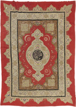 The craftsmanship is exceptional, blending the visual grammar of Ottoman imperial iconography with devotional Sufi aesthetics. The embroidered script, with its sweeping thuluth curves, dances across a symmetrical field of symbolic ornament, producing an effect both meditative and majestic.