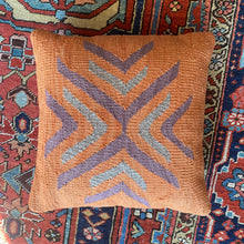 handwoven natural dyed orange and purple Turkish pillow