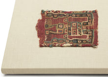 This Pre-Columbian tapestry fragment dates to the Wari period (circa 600–1000 AD) and showcases the intricate geometric abstraction that defined the visual language of the Middle Horizon Andes.

The design, executed in a fine tapestry weave, depicts a highly abstracted anthropomorphic figure with extended, angular limbs which is likely a shaman or ritual intermediary. Rendered in cochineal red, deep indigo, green, and cream, the figure exemplifies the Wari use of bold color and geometry to convey spiritual 