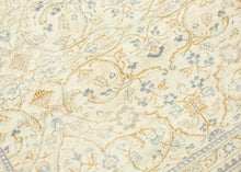 Kayseri cloud This rug features a refined and airy all over floral pattern on a soft washed out field with a cloud like vibe. The delicate detailing in muted tones of cream, beige, gold and pale blue creates an understated elegance while the subtle contrast and harmonious palette make it exceptionally versatile for a range of interiors.