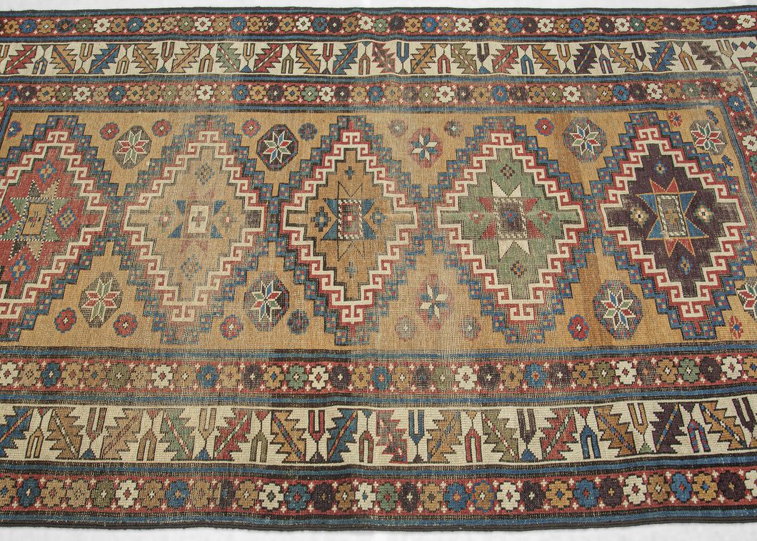 SHULAVER KAZAK ANTIQUE RUG 4'2 X 7'5