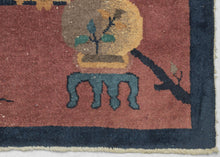 Mauve and Navy Deco Rug - 9'3 x 11'6