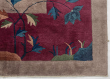 Maroon and Grey Deco Rug - 8'10 x 11'5