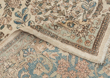 Elegant Ivory and Blue Kerman Rug - 8'10 x 12'7