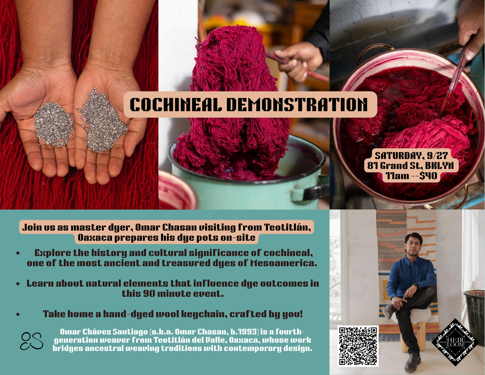 Cochineal Dyeing Demo w/ Omar Chasan (Saturday, September 27th @ 11am_