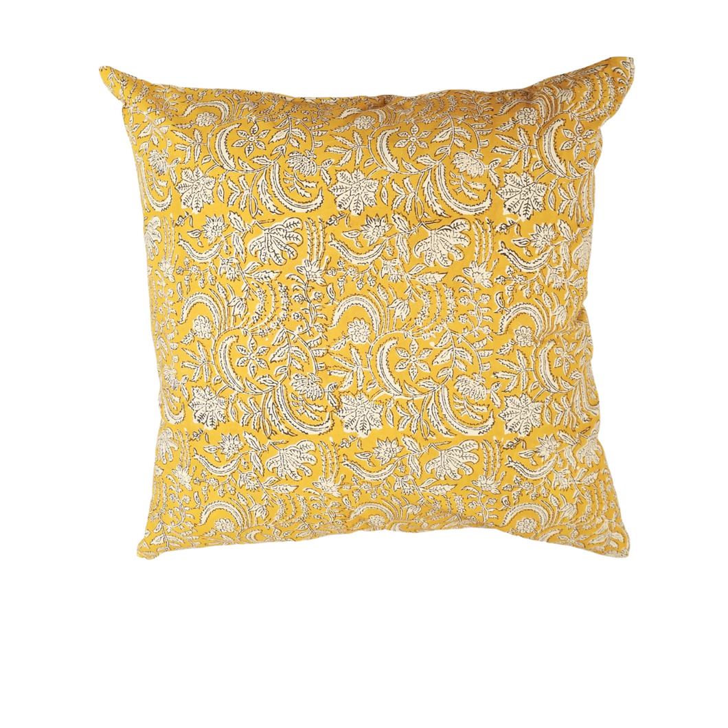 Mustard Harmony Hand Block Print Pillow - 20