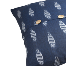 Midnight Blue Handwoven Ikat Pillow - 20" x 20"