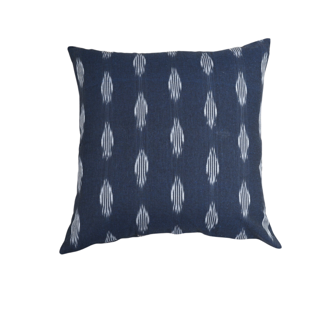 Midnight Blue Handwoven Ikat Pillow - 20