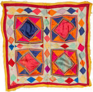 Chakla are square appliqué textiles from a broad region stretching from Gujarat and Rajasthan in India to the Multan region of present-day Pakistan. Used as wall hangings, table coverings, and ceremonial textiles, they also formed an important part of a young woman’s dowry in communities such as the Banjara, where they were displayed during wedding celebrations. More than decorative objects, chakla reflect the rich artistic traditions and communal life of the region.