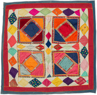 Chakla are square appliqué textiles from a broad region stretching from Gujarat and Rajasthan in India to the Multan region of present-day Pakistan. Used as wall hangings, table coverings, and ceremonial textiles, they also formed an important part of a young woman’s dowry in communities such as the Banjara, where they were displayed during wedding celebrations. More than decorative objects, chakla reflect the rich artistic traditions and communal life of the region.