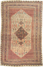 This grand scale antique Bidjar carpet features the evocative Bid Majnun design a poetic and symbolic layout named for the weeping branches of the trees and reminiscent of the legendary figure Majnun in Persian literature. The rare ivory ground provides a luminous backdrop for a striking garden composition, filled with stylized willows, cypresses, and flowering shrubs rendered in rich natural dyes.