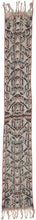 A striking West Timor cotton ikat featuring rhythmic ancestral and vegetal motifs arranged in a vertical progression. Deep brown-black and soft ivory form the primary contrast, accented by subtle coral and indigo details that animate the surface.

The repeating shield-like forms and branching motifs reflect Timorese ceremonial weaving traditions, executed in warp ikat with characteristic feathered edges. Finished with traditional fringe and side bindings.

One of a matching pair with TX518, ideal for symmet