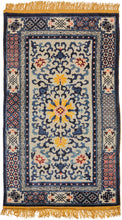 White & Blue Silk Tianjin Rug - 4’1 x 7’2