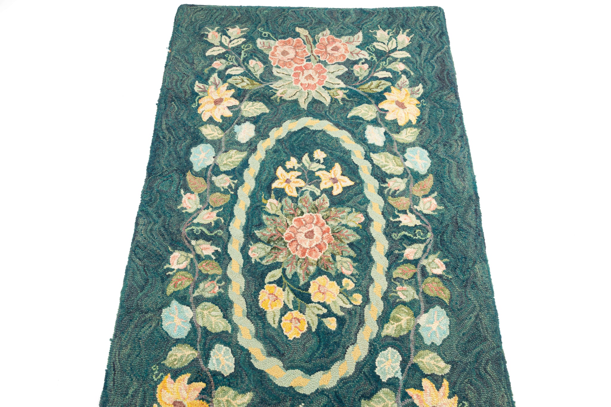 Floral Hook Rug 2'10 x 5'1 HEIRLOOM