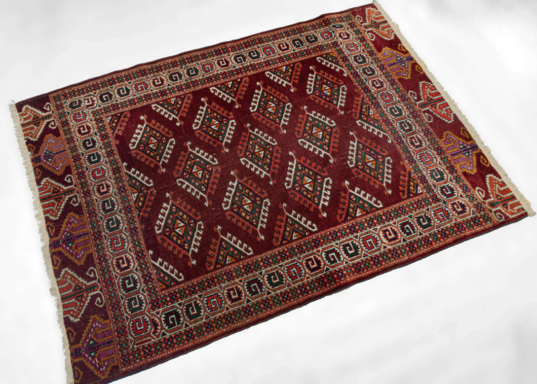 Antique Square Rug / 3'4 x 3'6 Turkoman (Turkmen) Rug #634