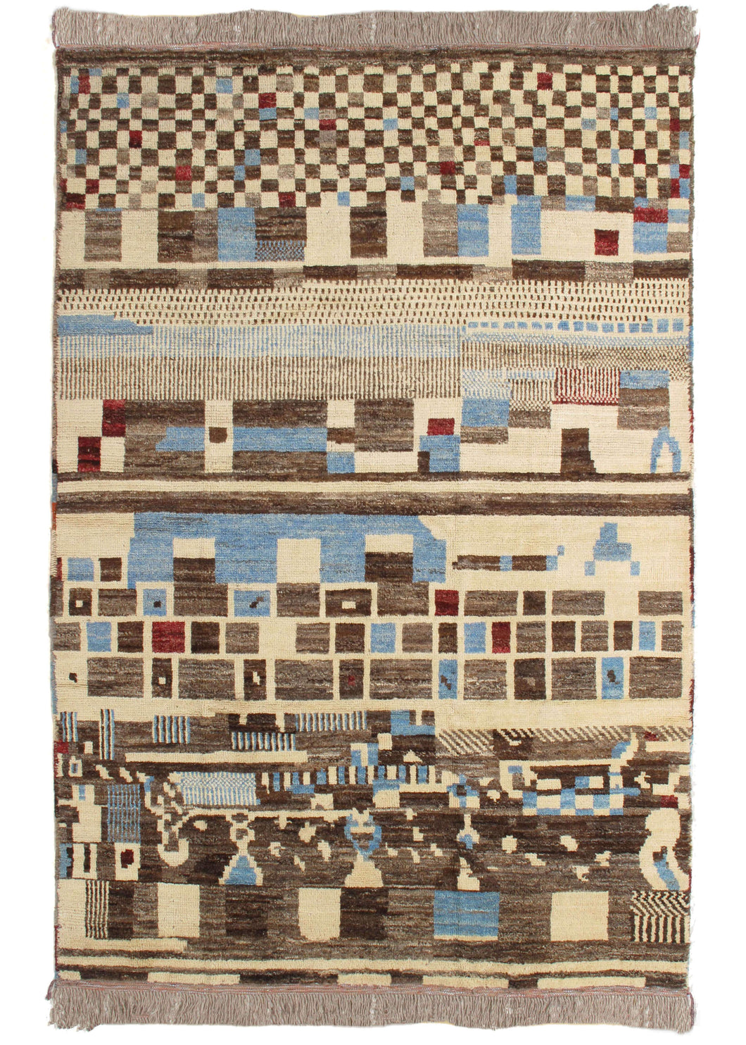 Afghani handwoven Moroccan style shag modern rug