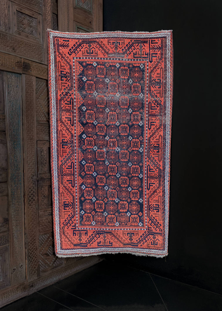 Antique Afghani Baluch rug with mina Khani flowers 
