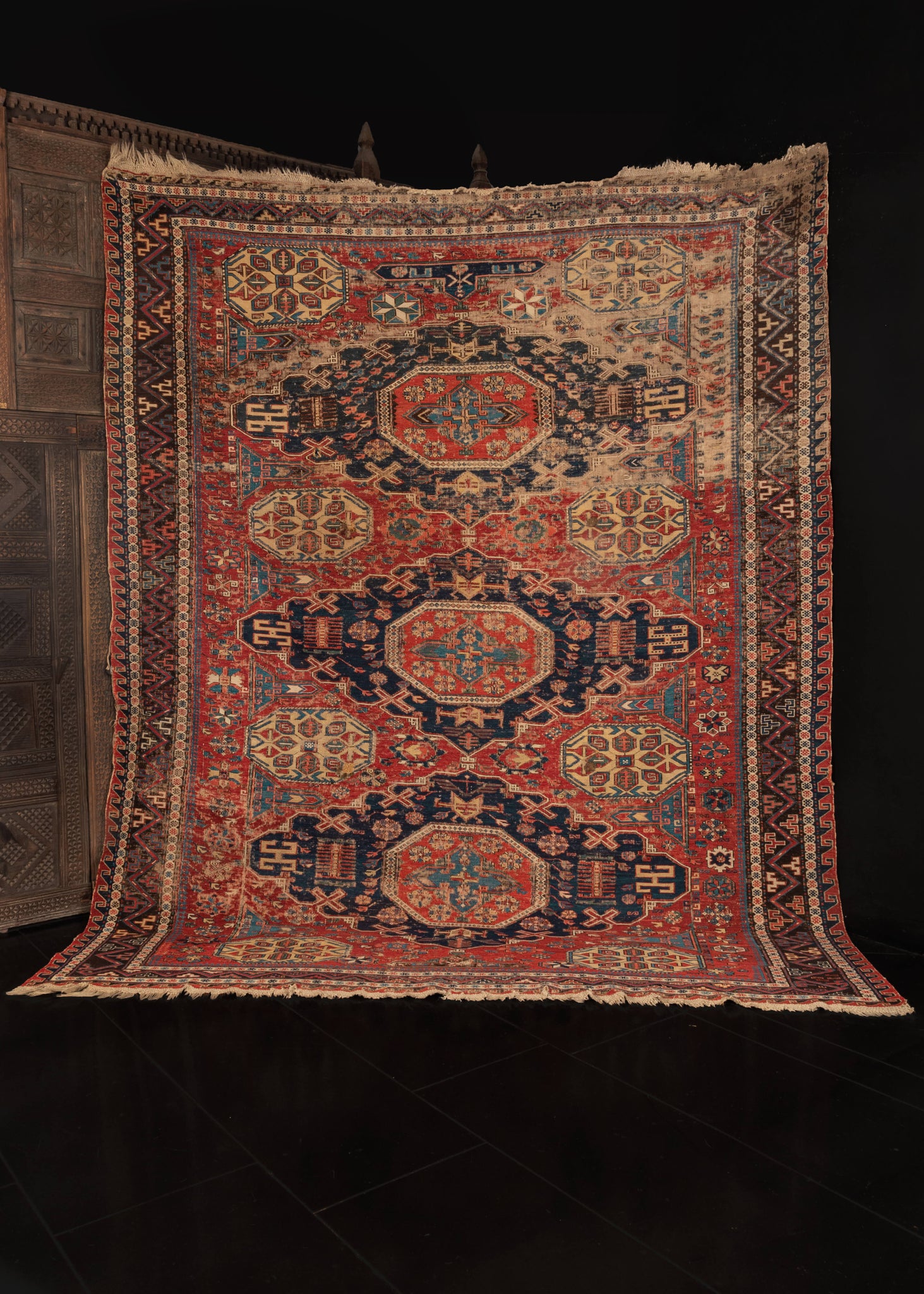 Antique Caucasian Soumak Rug 7'5 x 9'1 HEIRLOOM