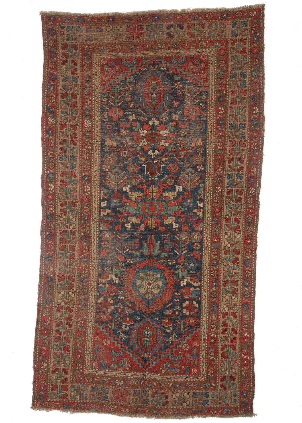 Antique NW Persian Scatter Rug or small runner size with nnantural dyes and floral borders