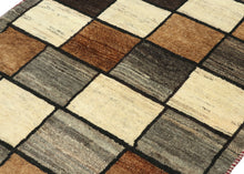 Vintage Checker Gabbeh Rug - 3'7 x 4'3