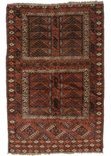 This Yomud Turkmen Ensi Rug features a classic hatchli design in the center of the piece, surrounded by a single outer border of serrated rosettes which shifts to three rows in the lower skirt border. In this Yomud variation, there is wonderful addition of a compartment of three large dyrnak-type guls to the skirt as well.