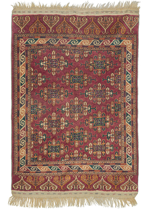 This Midcentury Yomud Turkmen Rug features an allover 