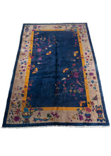Antique Chinese Deco Rug with Willow Trees and butterflies
