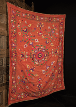 Mid Century Hand-Embroidered Uzbeki Suzani Textile - 5' x 6'5
