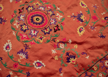 Mid Century Hand-Embroidered Uzbeki Suzani Textile - 5' x 6'5