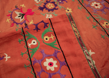 Mid Century Hand-Embroidered Uzbeki Suzani Textile - 5' x 6'5