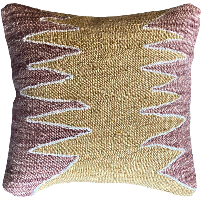 handwoven natural dyed yellow Turkish pillow