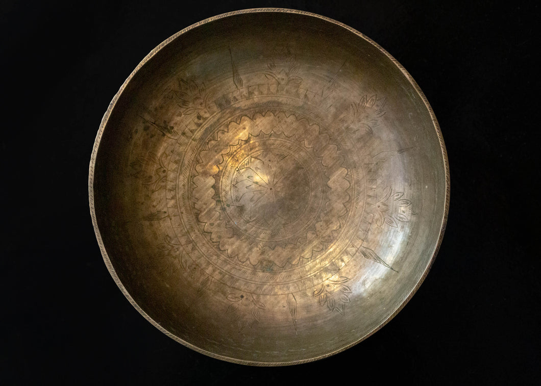 Vintage Hand Etched Swat Valley Brass Bowl - 8 – HEIRLOOM