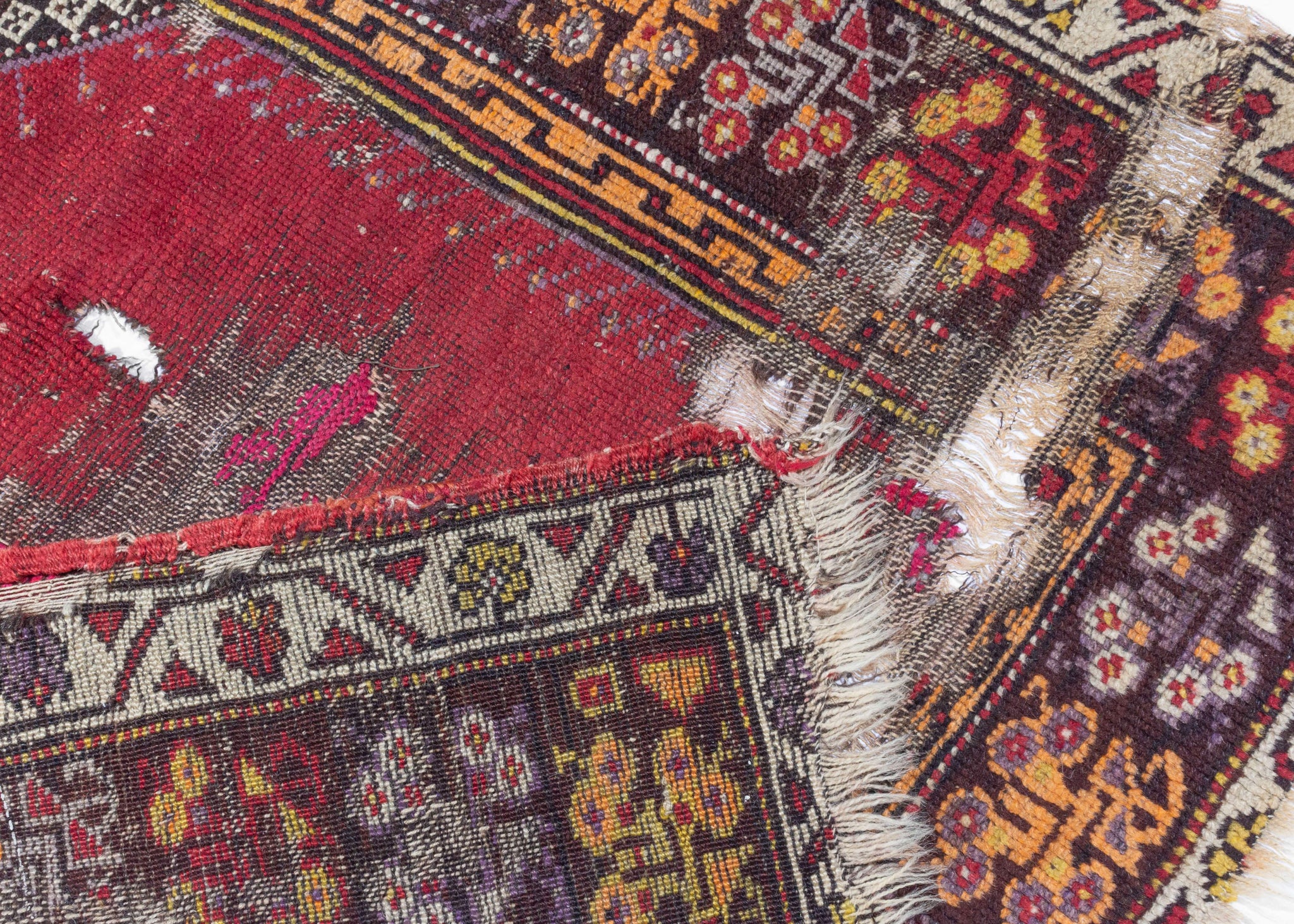 Antique Threadbare Turkish Prayer Rug 2'1 x 3'7 HEIRLOOM