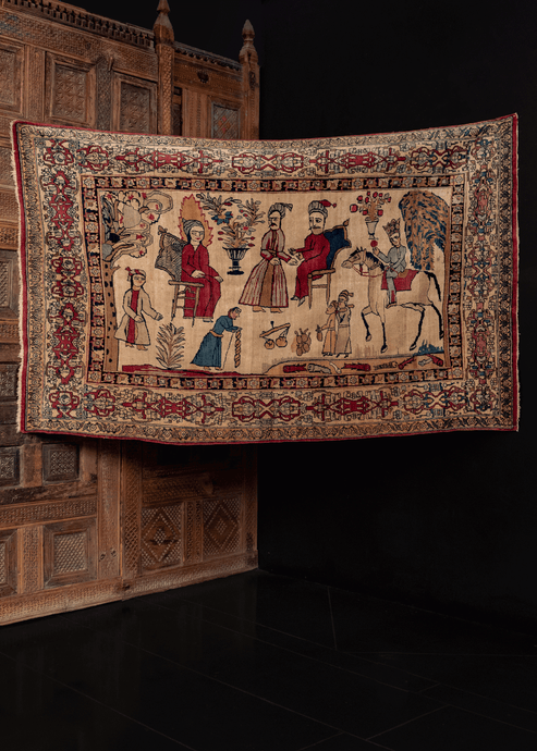 19th century pictorial Kerman rug with figures
