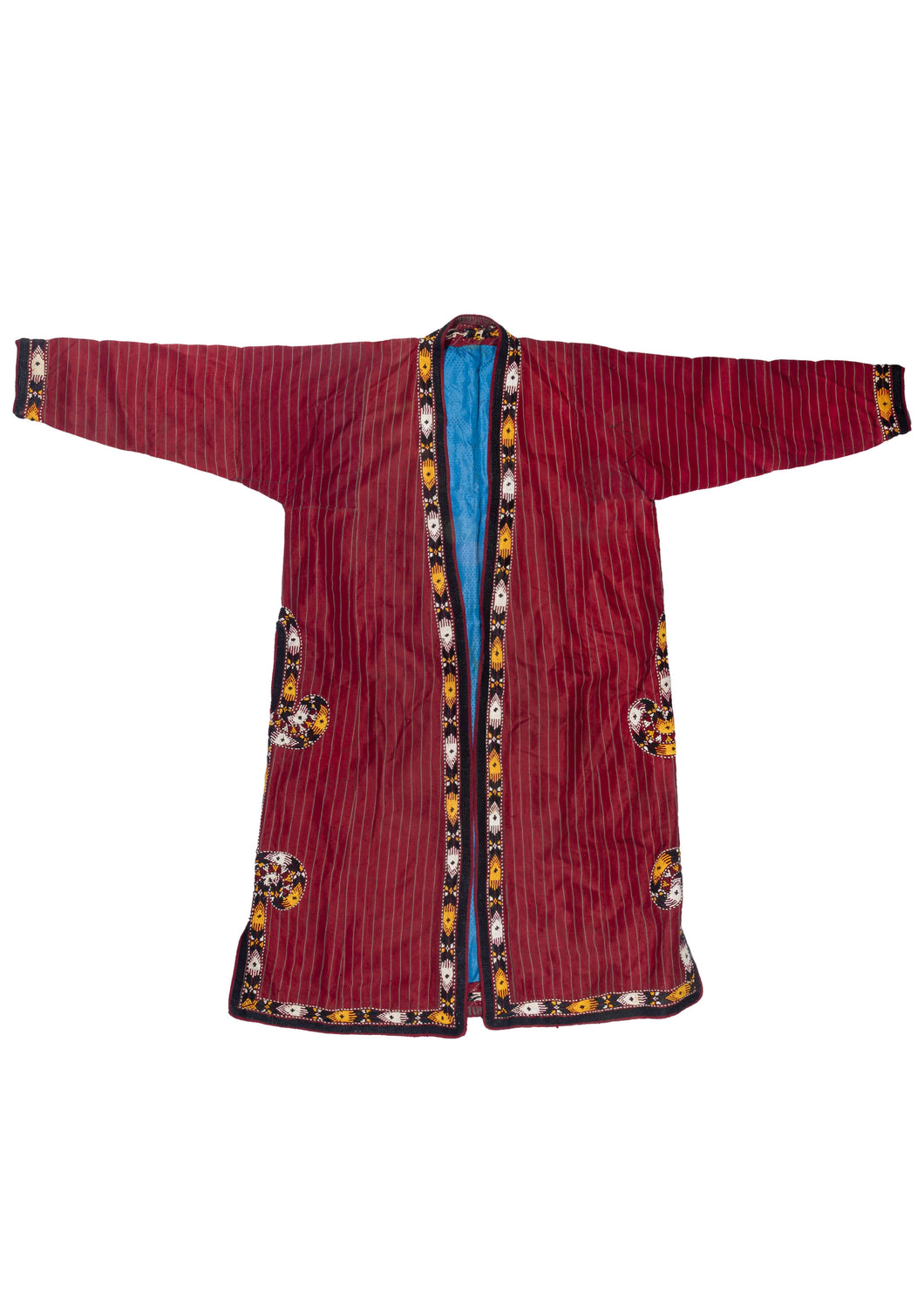 Red striped silk Uzbeki Overcoat 