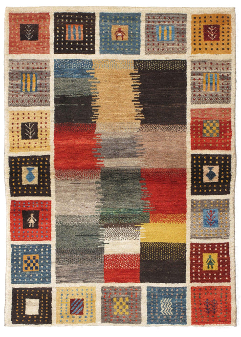 Contemporary Modern Busy South Persian Lori Gabbeh Scatter Rug