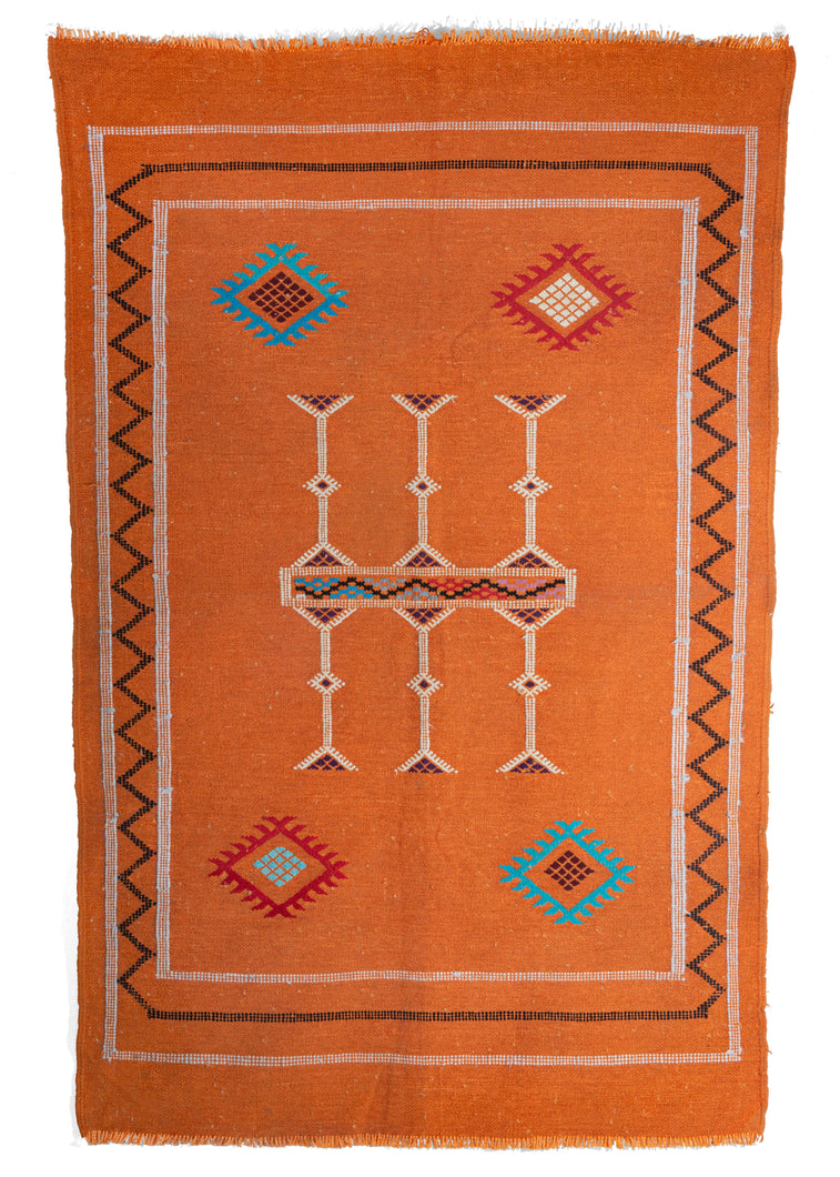 Vintage Moroccan Berber Chenille Soumak Kilim