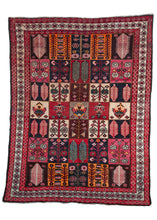 Vintage South Persian Bakhtiari Garden Rug with bright colors and lush pile