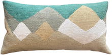 handwoven natural dyed green and tan Turkish pillow