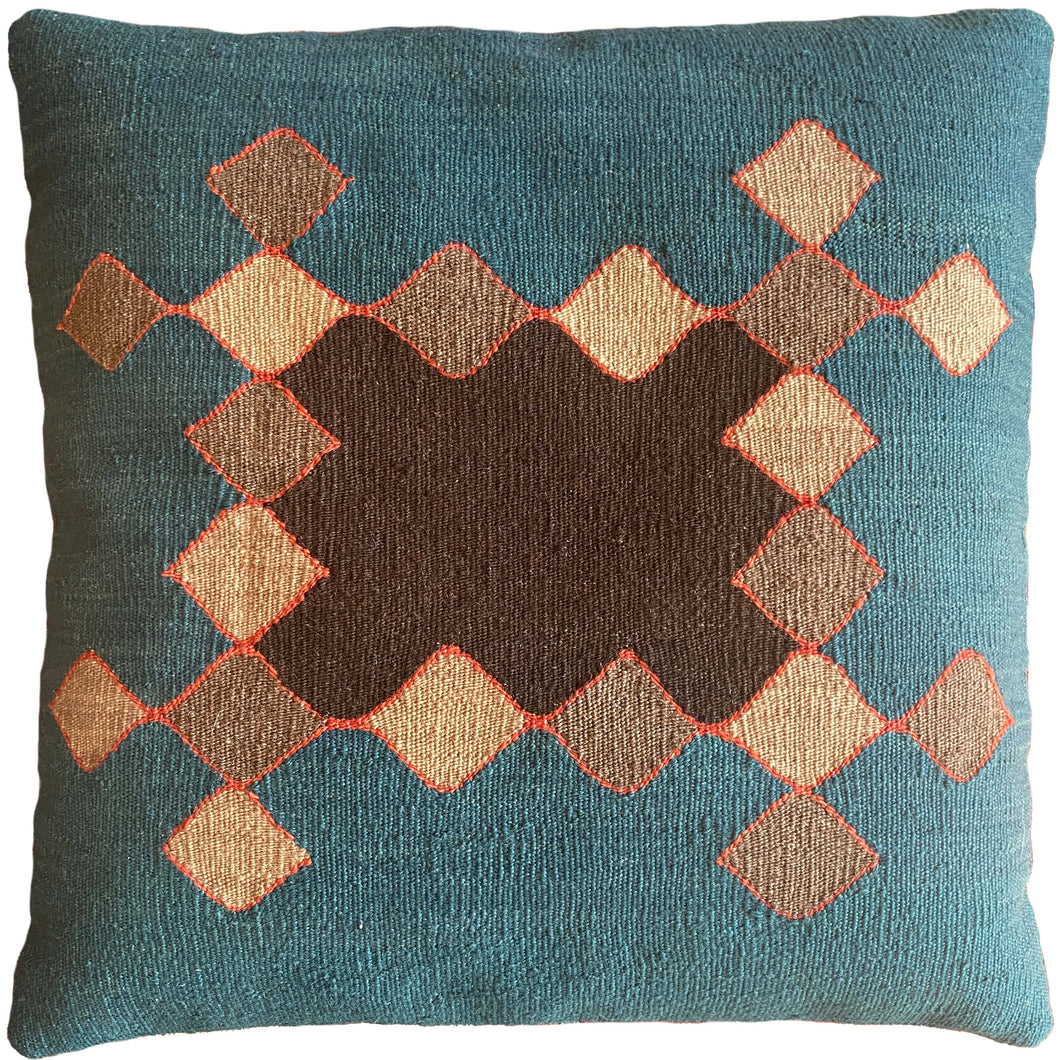 handwoven natural dyed Green Turkish pillow