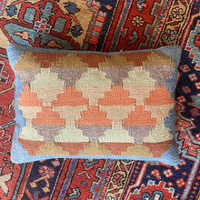 handwoven natural dyed blue and orange Turkish pillow