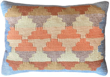 handwoven natural dyed blue and orange Turkish pillow